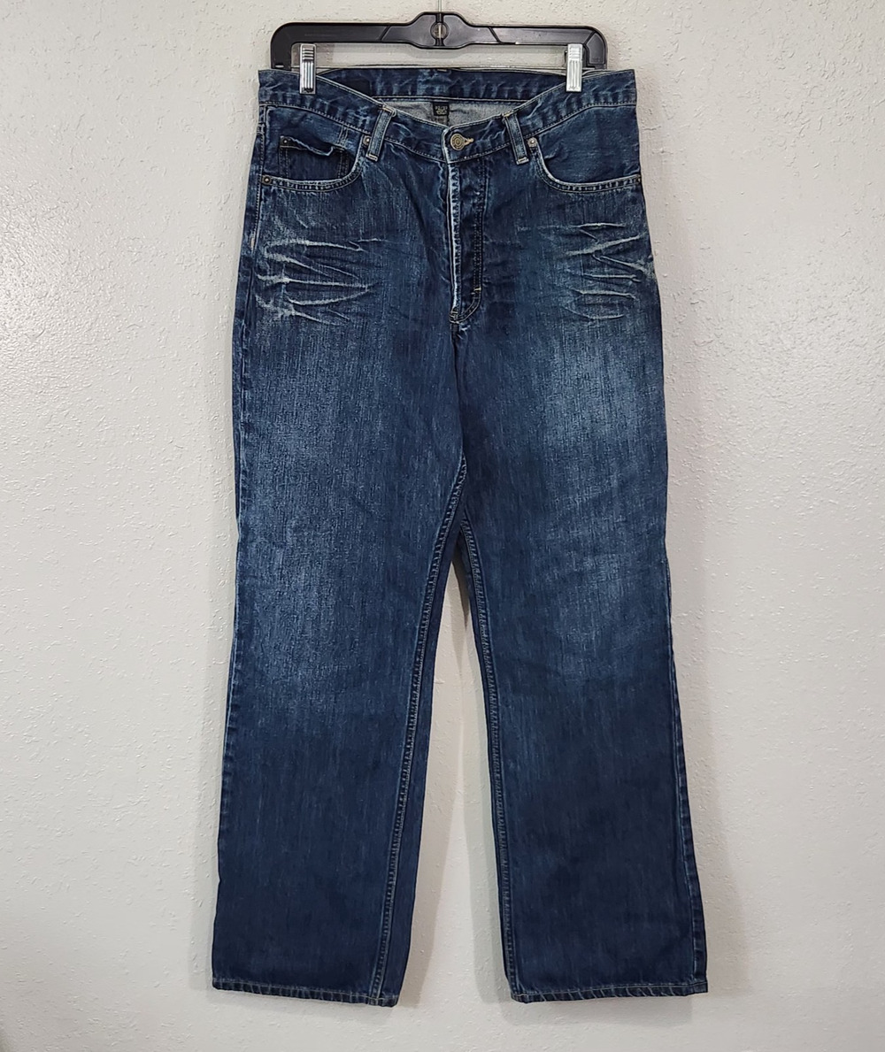 Y2K Banana Republic Mens Jeans 32x32 Straight Leg Turkey Whiskered Distressed